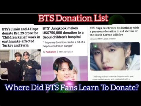 bts donation list|Philanthropy of BTS .